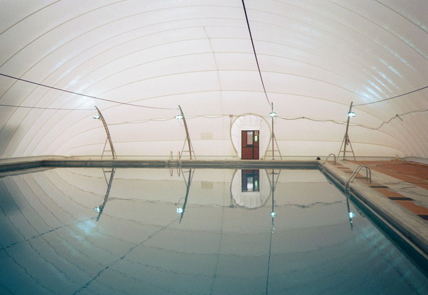 copertura pressostatica per piscina in doppia ,membrana